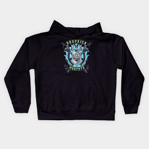 machine skull punk band dropkick Kids Hoodie by WalkTogether